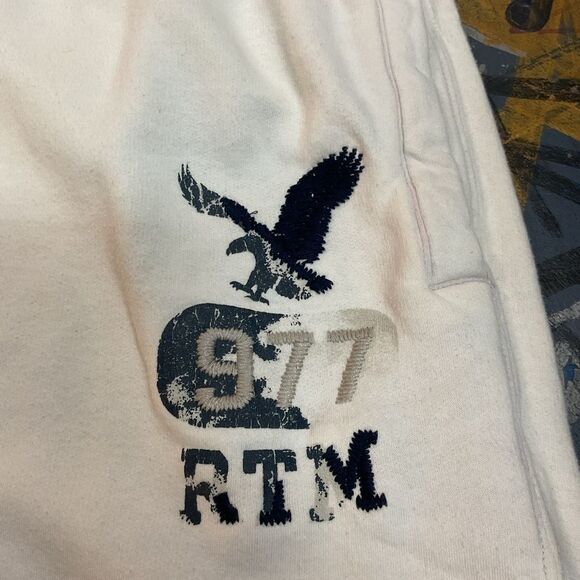 American Eagle 917 RTM Fleece Shorts w Half-Embroidered, Half-Printed Logo (L/G) - Picture 2 of 12